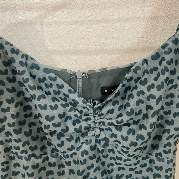 Blue Blush Women’s Blue Green Patterned Puff Sleeve Mini Dress - Picture 5 of 9